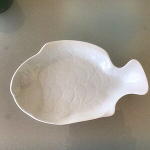 VTG Dansk Arabesque White Embossed‎ Fish Dish Plate Platter 11.5” x 7” Excellent